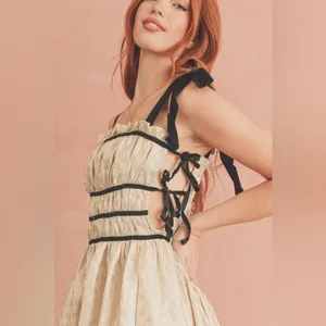 NWT Sofie the Label Claire Dress Gold Jacquard Velvet Straps Size‎ Small thumbnail 2