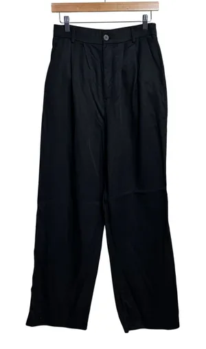 Reformation‎ manson Black Pleated Wide Leg Trousers Pants Size 4 thumbnail 1