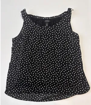 White House Black Market‎ Polka Dot Sleeveless Shell Top Black White Large thumbnail 1