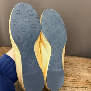Tory Burch Reva Metallic Gold Tumbled Ballerina Flats thumbnail 7