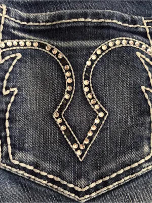 Cowgirl Tuff Co. Cowgirl Up mid rise bootcut flare embellished med wash denim jeans Sz 2 western thumbnail 10