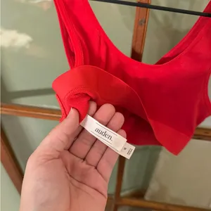 Auden Women’s Red Ribbed Sports Bra Medium Lougewear thumbnail 4
