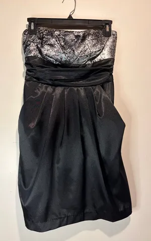 Ruby Rox Y2K Strapless Balloon Skirt Ruched Tie Back Mini Dress Pockets SZ 7 thumbnail 1