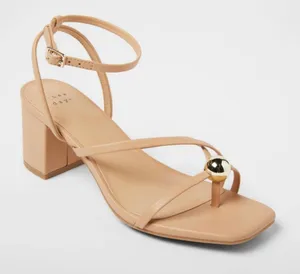A New Day Phoebe Strappy Ball Ornament Square Block Heels - Tan thumbnail 1