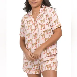 BOUFFANTS & BROKEN HEARTS High Heel Leopard Pajama Short Set Size M thumbnail 9