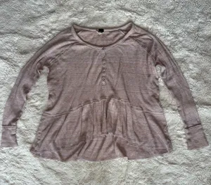 We The Free Mauve Ruffle Henley Top Size M thumbnail 1