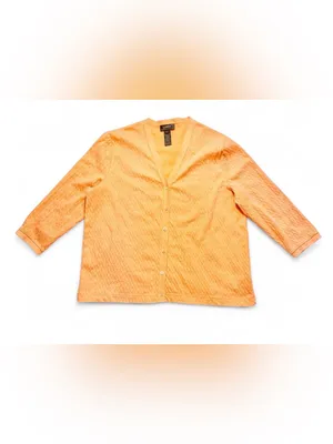 Lauren Ralph Lauren Women's Cable Knit 3/4 Sleeve V-Neck Cardigan Top Size Large thumbnail 3
