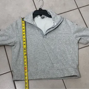 Puma Womens Hoodie Gray mock‎ neck Pullover boxy Sweatshirt size Small thumbnail 7