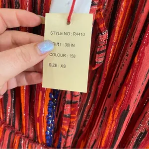 Raga Red Burnt Orange Metallic Thread Boho Tiered Dress Festival Size XS‎ thumbnail 10