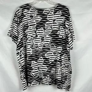 Alfred Dunner Striped Floral Short Sleeve Blouse 2X thumbnail 2