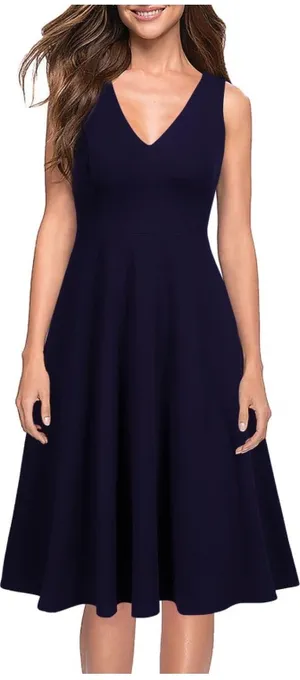 Calvin Klein Navy Midi Dress thumbnail 1