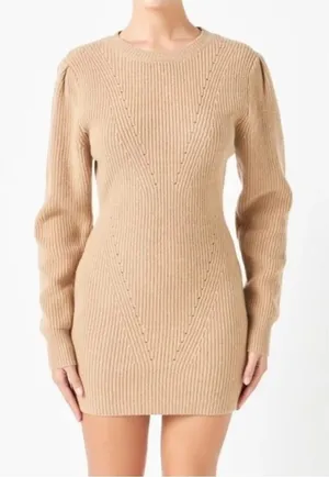English Factory neutral wool blend knit mini sweater dress women’s size small thumbnail 1