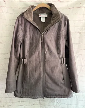 Free Country Mauve-Taupe Zip Front Trench Coat Woman’s Size Medium thumbnail 1