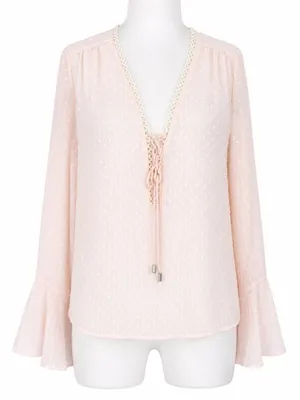 Lucy Paris Blouse S NWT Swiss Polka Dot Sheer Pink Romantic Coquette thumbnail 2