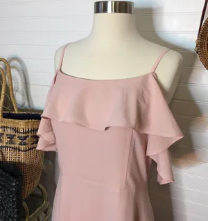 Sugar + Lips Blush Pink Ruffle Midi Dress​ thumbnail 2