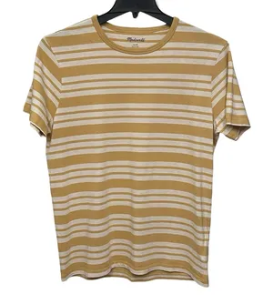Madewell Allday Stripe Crewneck T-Shirt Autumn Gold Women's Size Medium thumbnail 1