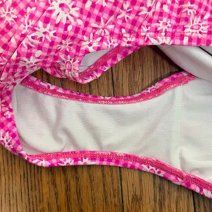 Lilly Pulitzer‎ Pink Gingham Floral Ruffle Wrap One Piece Swimsuit size 14 thumbnail 4