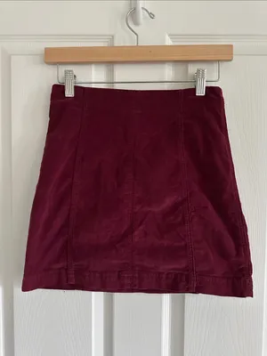 Free People Maroon Corduroy Mini Skirt thumbnail 2