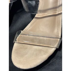 Dream‎ Pairs Clear Strap Block Heel Slide Sandals Nude Beige Size 8 like 9 thumbnail 7