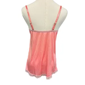 VTG Y2K Tracy Pink Silky Lace Baby Doll Slip Top Cami Fairy Medium Coquette 90's thumbnail 6
