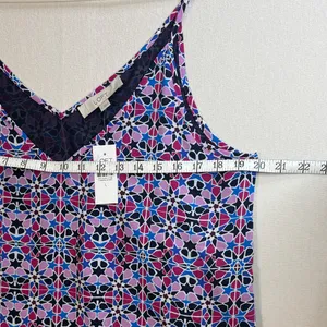 LOFT Navy, Pink & Light Blue Geometric Spaghetti-Strap Cami Top thumbnail 4