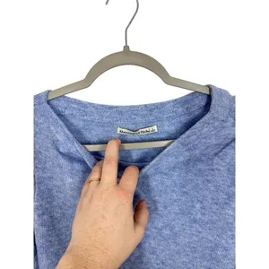 Abercrombie & Fitch Heathered Blue‎ Long Sleeve Sweater Top Size L Ruched Sides thumbnail 2