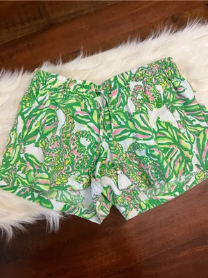 Lilly Pulitzer XS Tropical Jungle Print Tassel Elastic Waist Shorts thumbnail 2