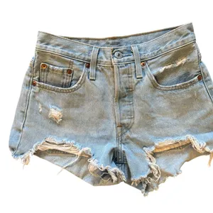 Levi’s 501 High Rise Denim Shorts Sz 24 Light Wash Cotton Distressed Button Fly thumbnail 3