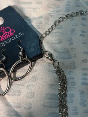 Paparazzi Gunmetal Chain Link Necklace & Earring Set Statement Jewelry thumbnail 4