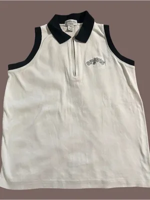 Women’s Vintage San Antonio Spurs Antigua Sleeveless Polo Tank Top thumbnail 1