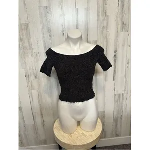Urban outfitters black glittery top thumbnail 3