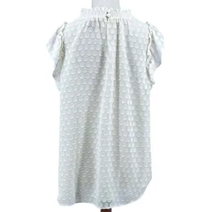 Loft Cream Polka Dot Sheer Sleeveless Top Romantic Victorian Ruffle‎ thumbnail 2
