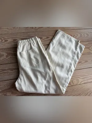 Uniqlo Wide Straight High Rise Jeans Off-White size m 8-10 thumbnail 5