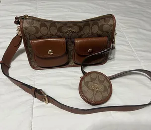 Coach Brown Signature Canvas Crossbody with Coin Pouch thumbnail 1