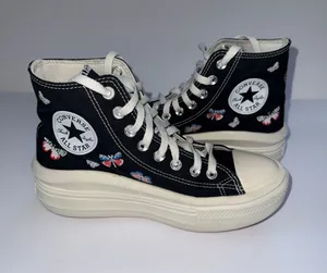 Converse Black High-Top All Star Sneakers with Butterfly Embroidery thumbnail 1