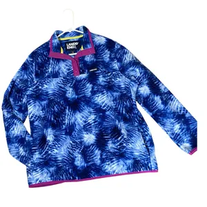 NWT LANDS' END Fleece Henley Pullover Jacket thumbnail 1