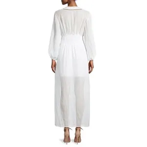 Rebecca Taylor Long Smock Waist Linen &‎ Crochet Dress Size Large thumbnail 9