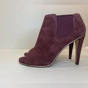 Coach Adrianna Suede Burgundy Peep Toe Heels Ankle‎ Boots Size 5 thumbnail 2