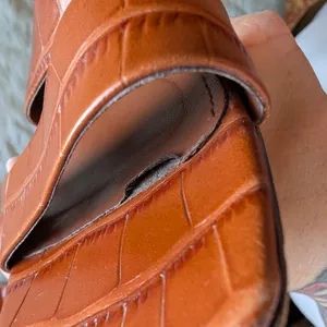 Marc Fisher Croc-Embossed Pat Heeled Slide Sandal W8 Brown thumbnail 9