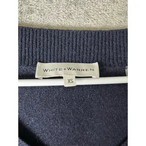 White‎ + Warren 100% Cashmere Navy V Neck Pullover Sweater Women's XS Classic thumbnail 5