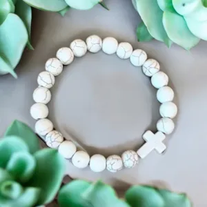 Lovely Faith Vintage-Inspired Beaded Bracelet with Cross‎ Pendant thumbnail 2
