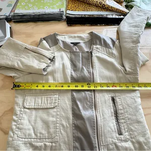 Apt. 9 Women’s Faux Leather Moto Style Zip Up‎ Jacket Windbreaker Cream Large thumbnail 10