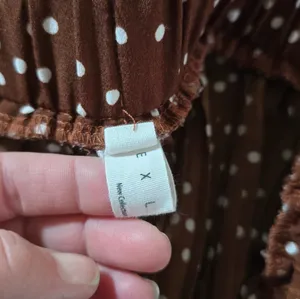 Exlura Brown Polka Dot Pleated Midi Skirt with Smocked Waist Size XL thumbnail 7