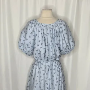 ROOLEE Wandering Free Blue Floral Dress Midi Tie Waist Buttons Raglan Small thumbnail 9