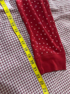 Y2K Victorias Secret Pink Red Heart-Print Long Sleeve Thermal Pajama Set thumbnail 10
