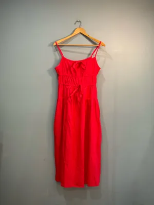Red Sim & Sam Milkmaid Midi Sundress Size M EUC thumbnail 4
