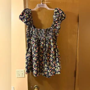 Free People Gaia Black Floral Corduroy Babydoll Mini Dress thumbnail 4
