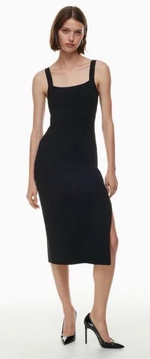 Aritzia Babaton Ribbed Navy Midi Dress thumbnail 1