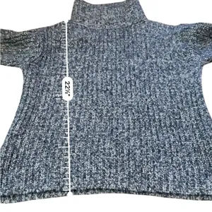 J.Crew Point Sur Turtleneck Sweater Women’s Size Small‎ Blue White Marled Chunky thumbnail 7