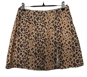 REFORMATION Cady Mini Skirt Women Brown Leopard Animal Print Linen 90s Y2K thumbnail 1